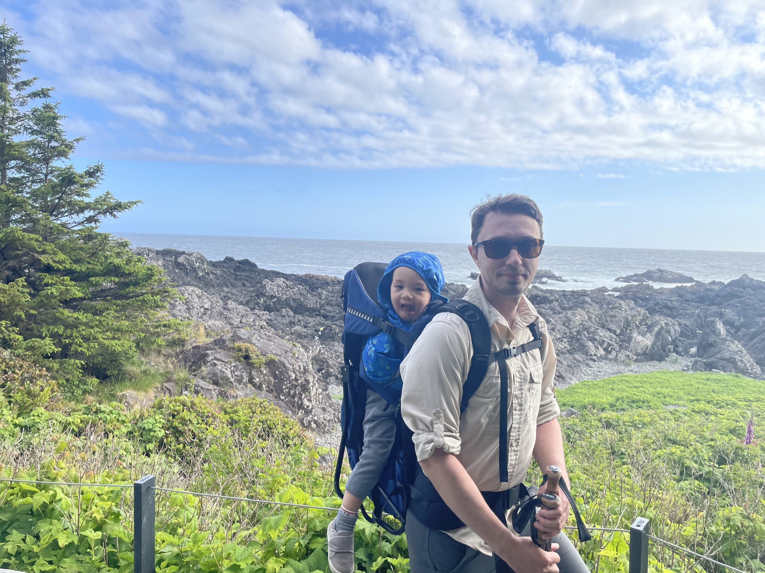 hiking with toddler in a backpack